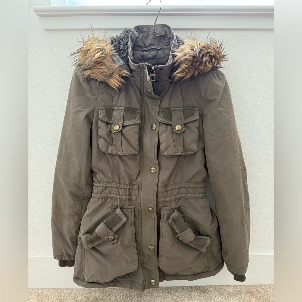 MISS SIXTY faux fur lined hooded coat jacket